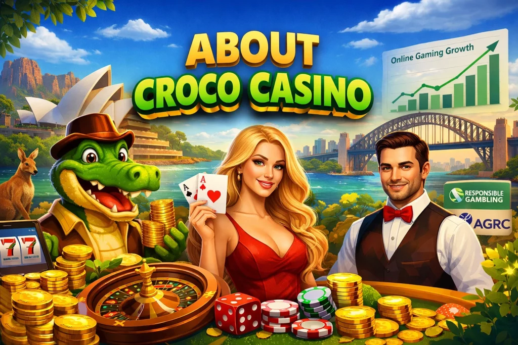 Croco Casino online gaming platform Australia about page illustration